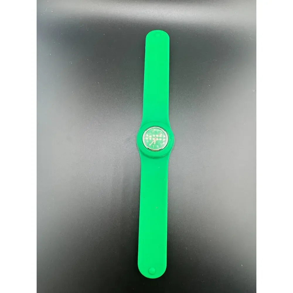 Green Silicone Slap Band Watch Snap Bracelet Style